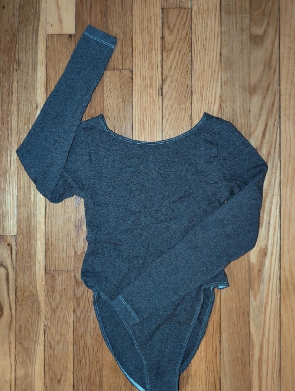 Los Angeles Apparel Garment Dye Long Sleeve Boatneck Dance Bodysuit
